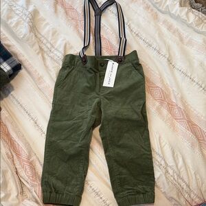 Green Corduroy joggers with Suspenders